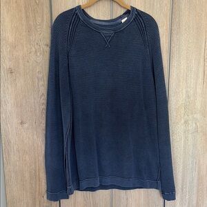 Tommy Bahama RELAX Blue Cotton Ribbed Long Sleeve Crew Neck Shirt